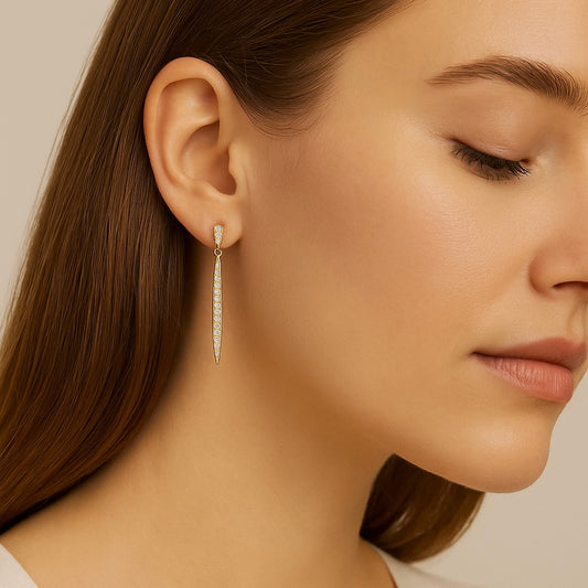 Pave Diamond Stiletto Drop Earrings