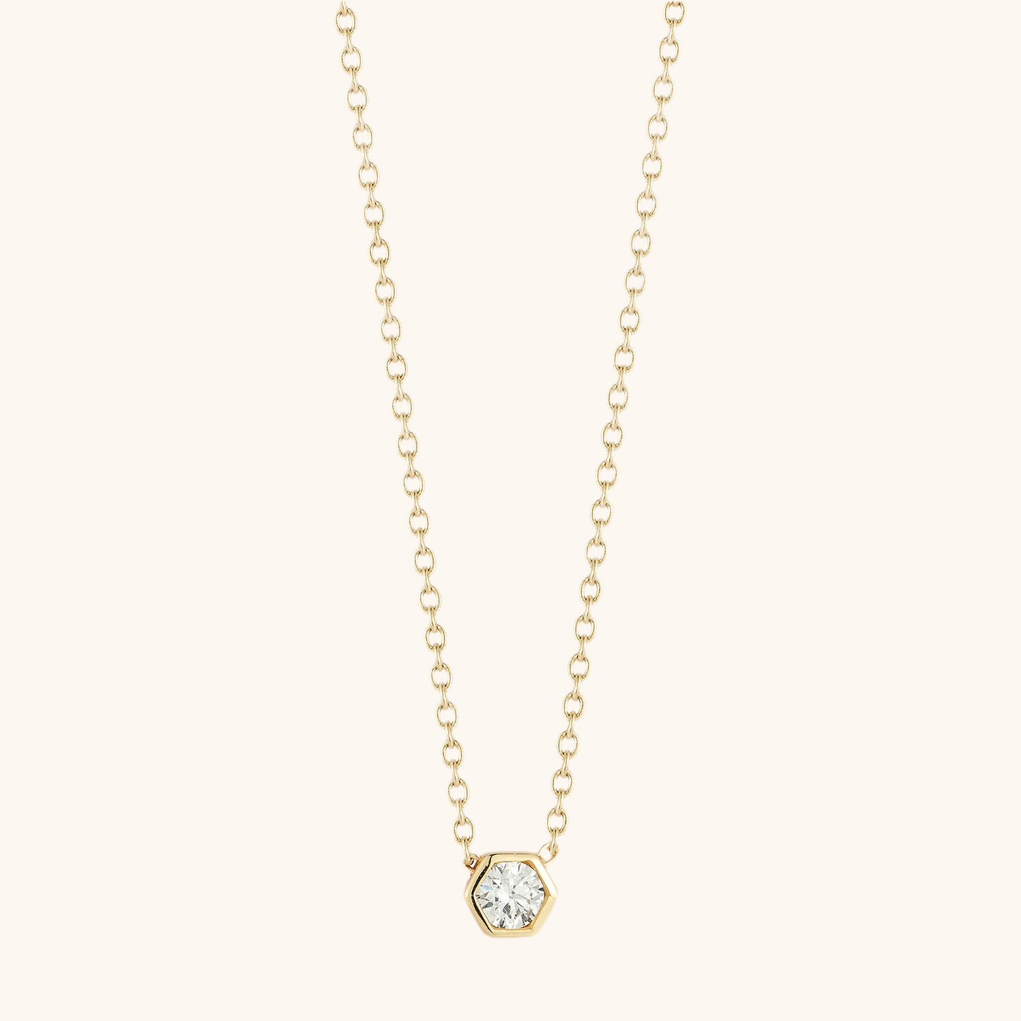 Hexagon Bezel Set Solitaire Diamond Pendant