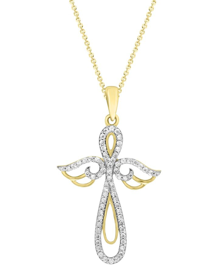 LADIES PENDANT WITH CHAIN 0.35CT ROUND DIAMOND 10K YELLOW GOLD