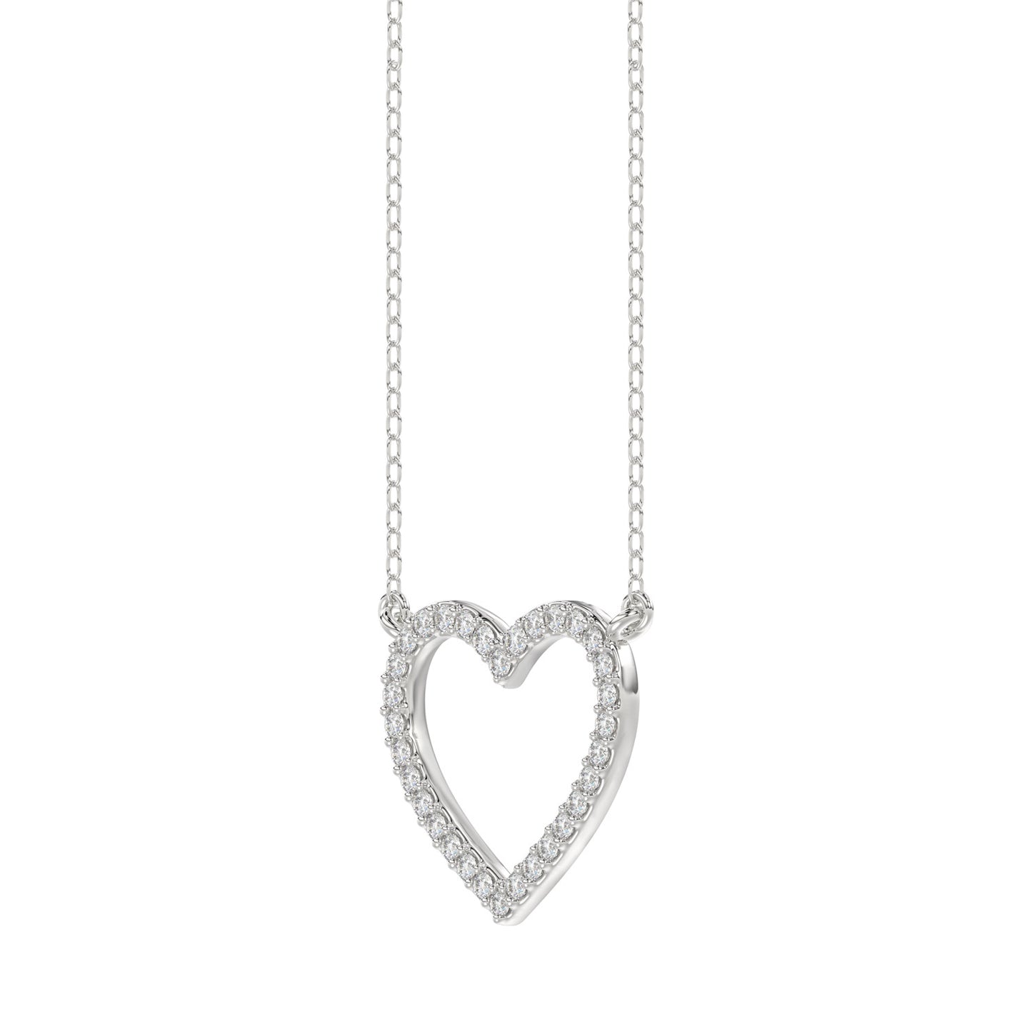 LADIES NECKLACE 0.10CT ROUND DIAMOND 10K WHITE GOLD