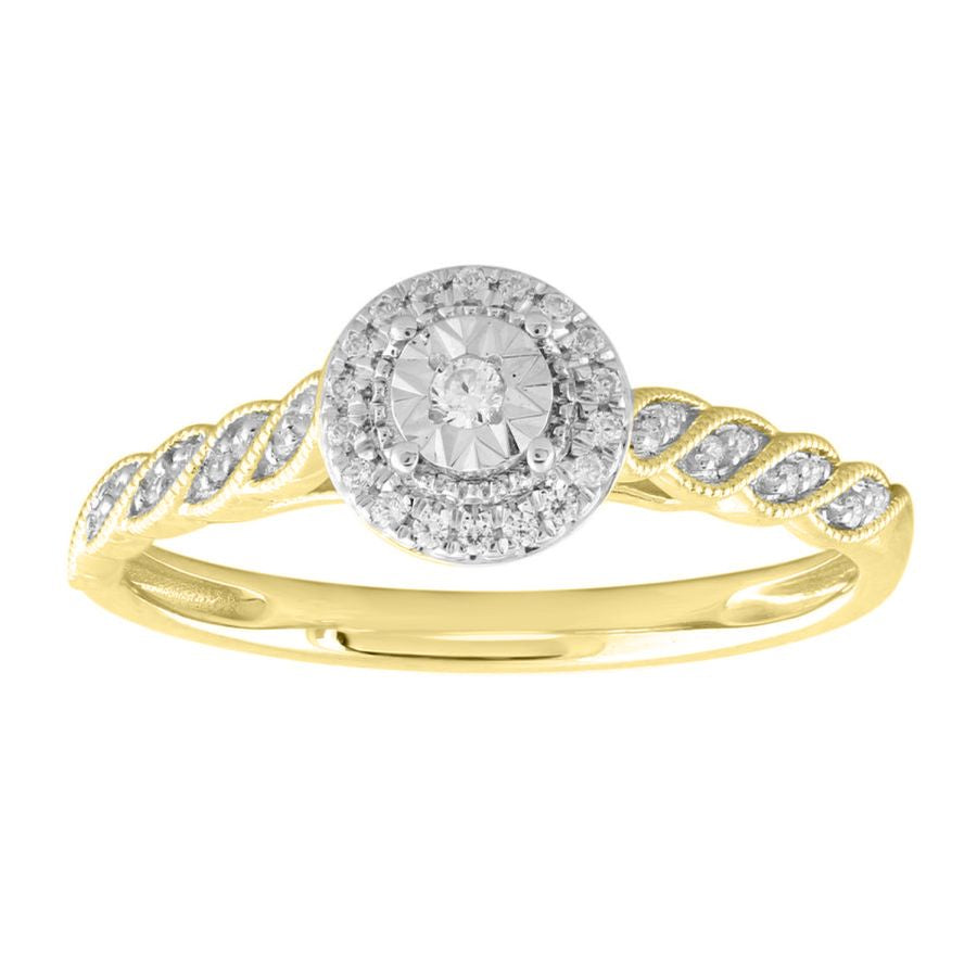LADIES RING 0.10CT ROUND DIAMOND 10K YELLOW GOLD