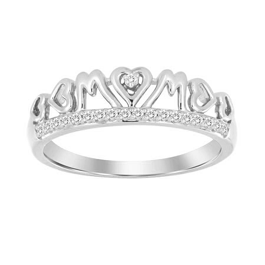 LADIES RING 0.10CT ROUND DIAMOND 10K WHITE GOLD
