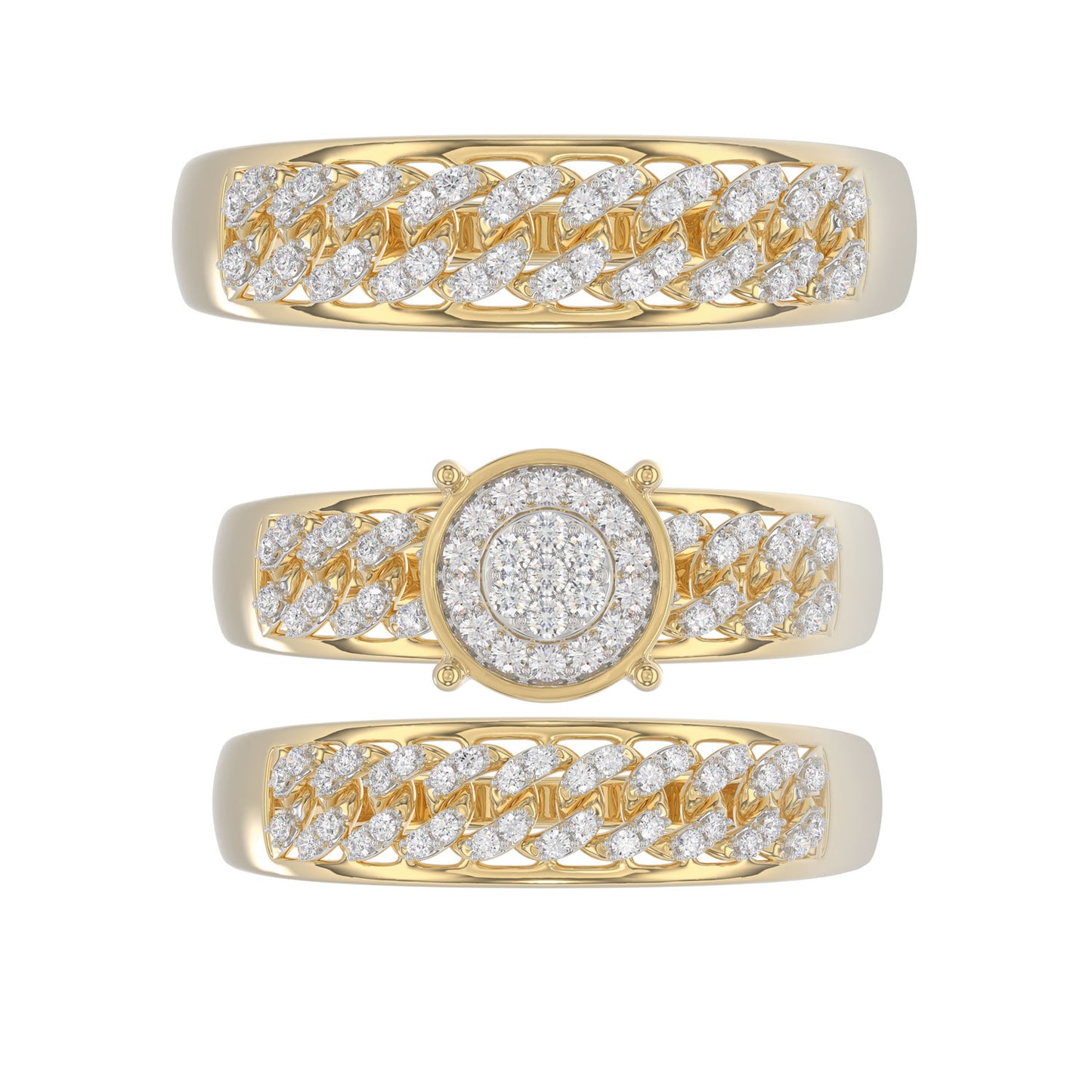 LADIES TRIO SET 0.50CT ROUND DIAMOND 10K YELLOW GOLD