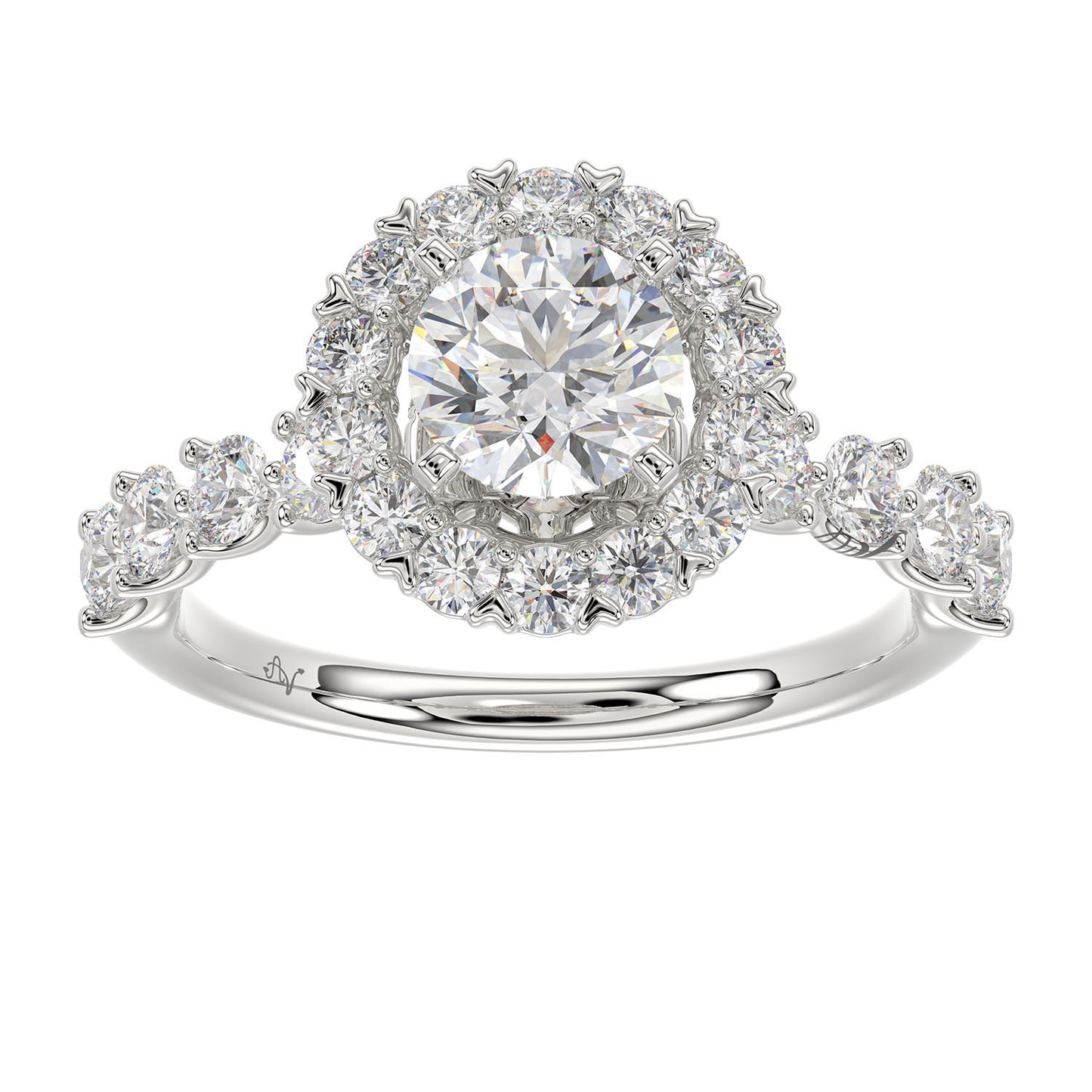 LADIES SEMI MOUNT RING 1.00CT ROUND DIAMOND 14K WHITE GOLD (SI QUALITY) (CENTER STONE 1.00CT ROUND DIAMOND)