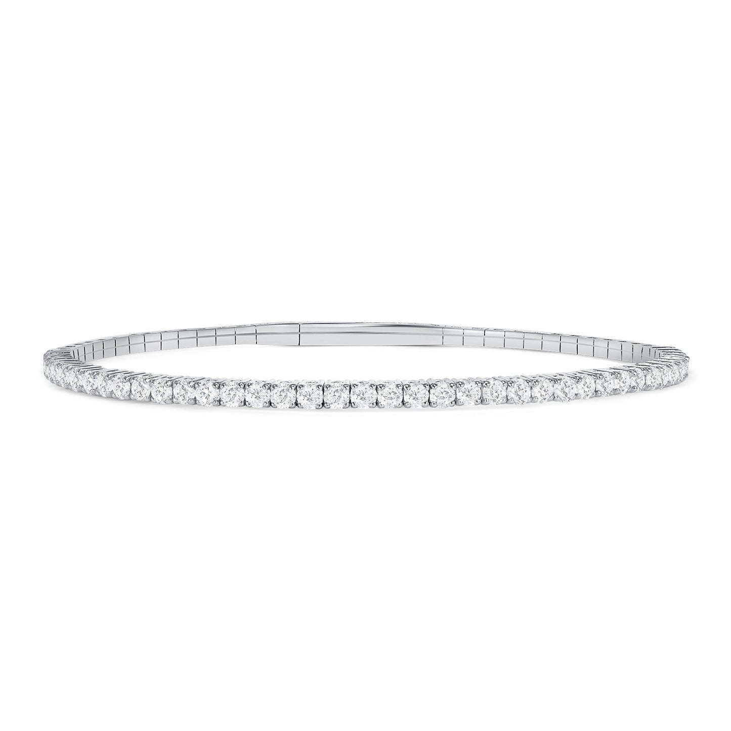LADIES HALF FLEXIBLE BANGLE 1.00CT ROUND DIAMOND 14K WHITE GOLD