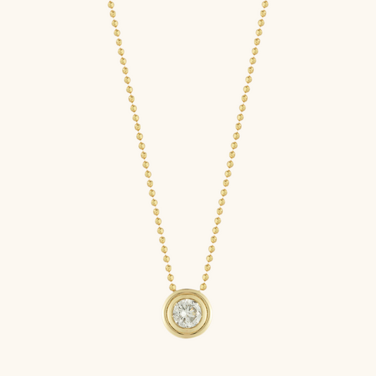 Yellow Gold Round Diamond Bezel Pendant 14K