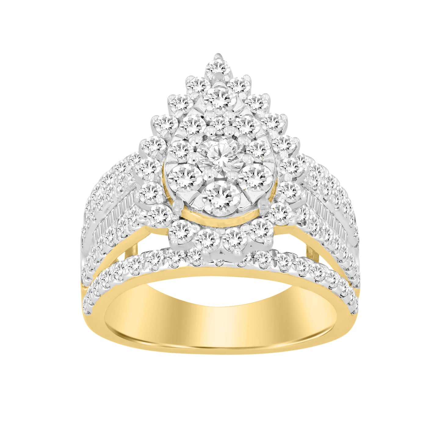 LADIES RING 2.00CT ROUND/BAGUETTE DIAMOND 10K WHITE GOLD