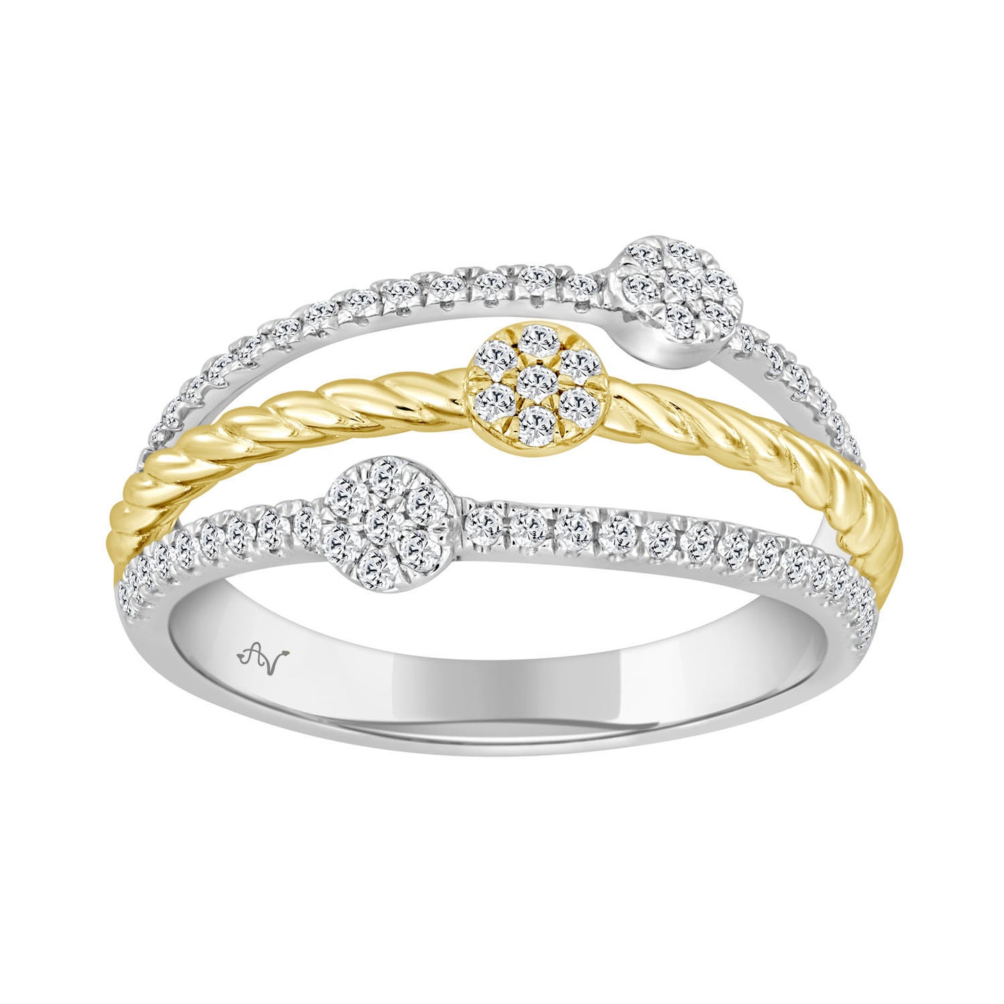 LADIES RING 0.33CT ROUND DIAMOND 14K YELLOW/WHITE GOLD