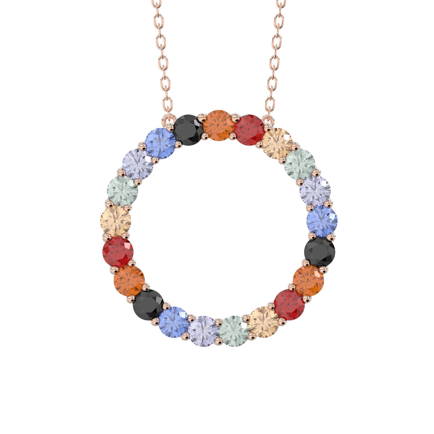 LADIES PENDANT 0.85CT ROUND DIAMOND 14K ROSE GOLD (COLOUR STONE MIX-0.85CT)