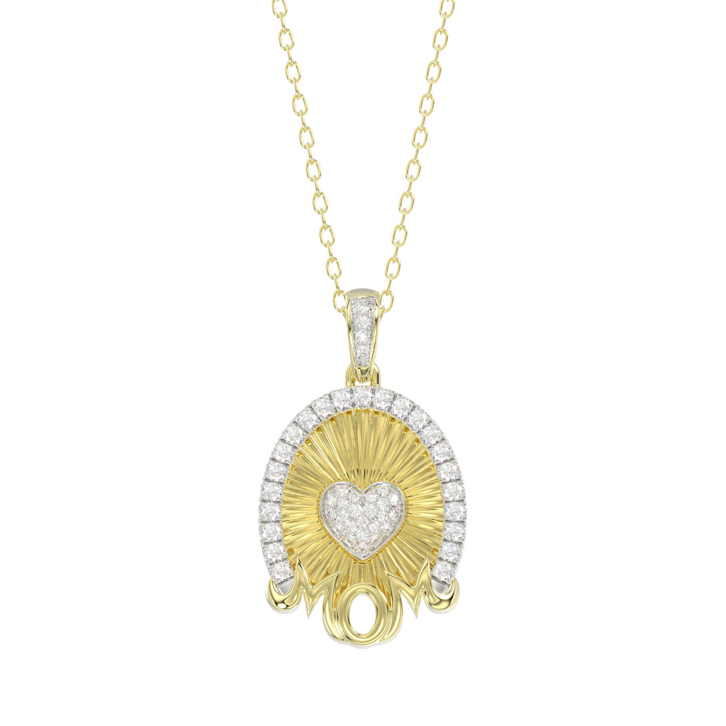 LADIES PENDANT WITH CHAIN 0.25CT ROUND DIAMOND 14K YELLOW GOLD