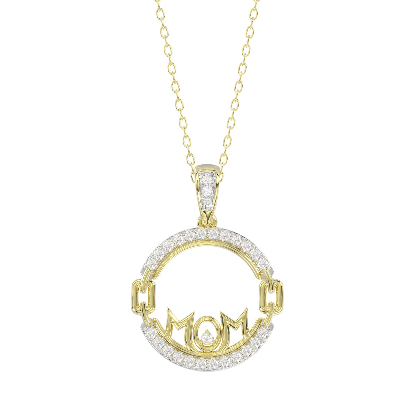 LADIES PENDANT WITH CHAIN 0.25CT ROUND DIAMOND 14K YELLOW GOLD