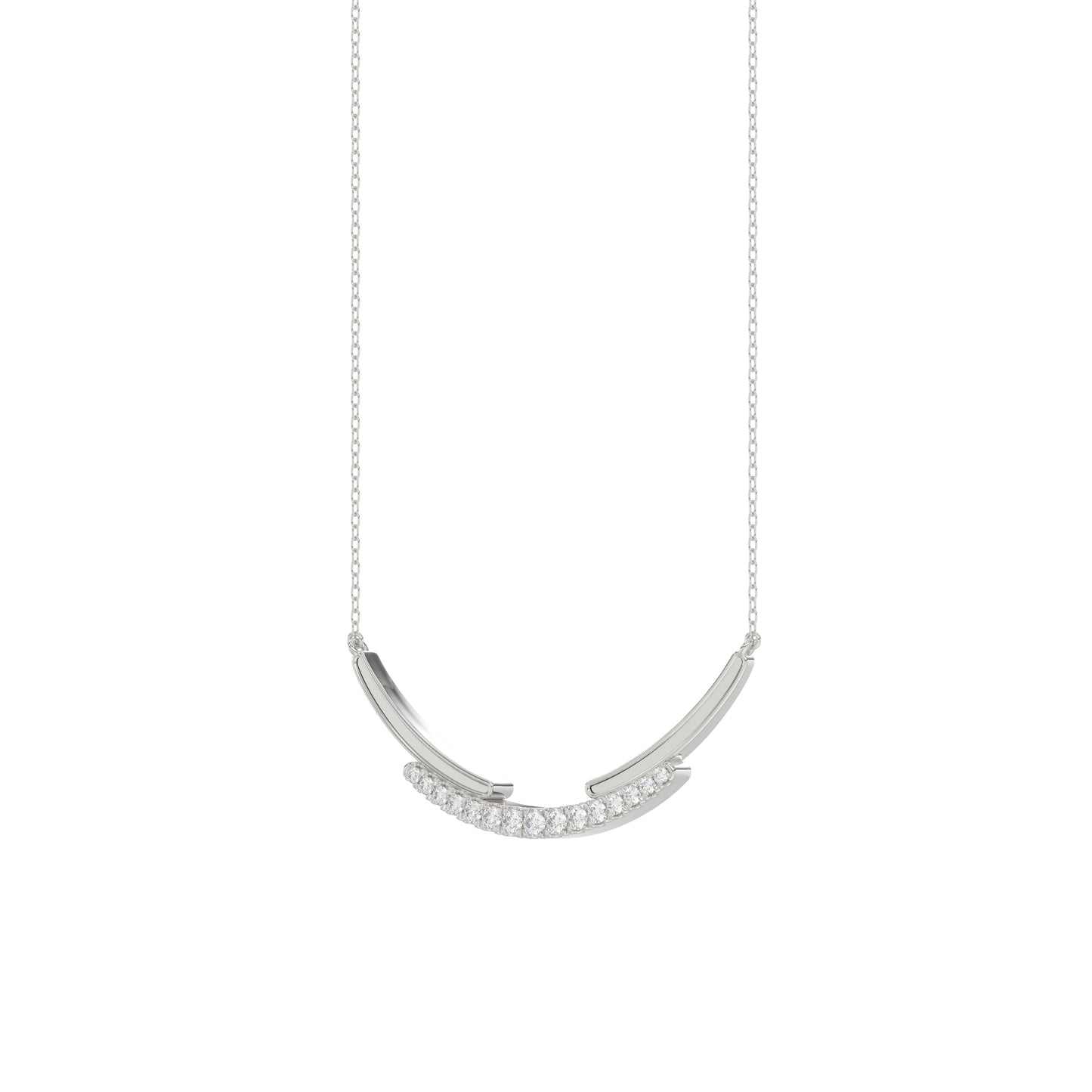 LADIES NECKLACE 0.25CT ROUND DIAMOND 14K WHITE GOLD