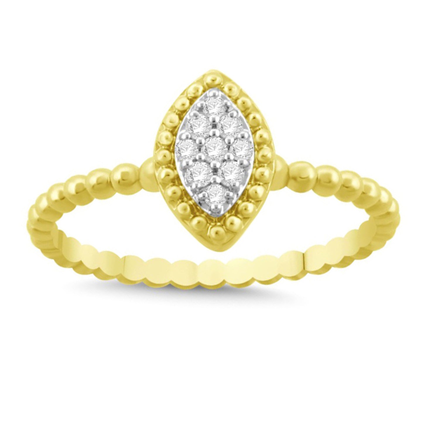 Elegant 10K Yellow Gold 0.10CT Round Diamond Halo Ring For Women