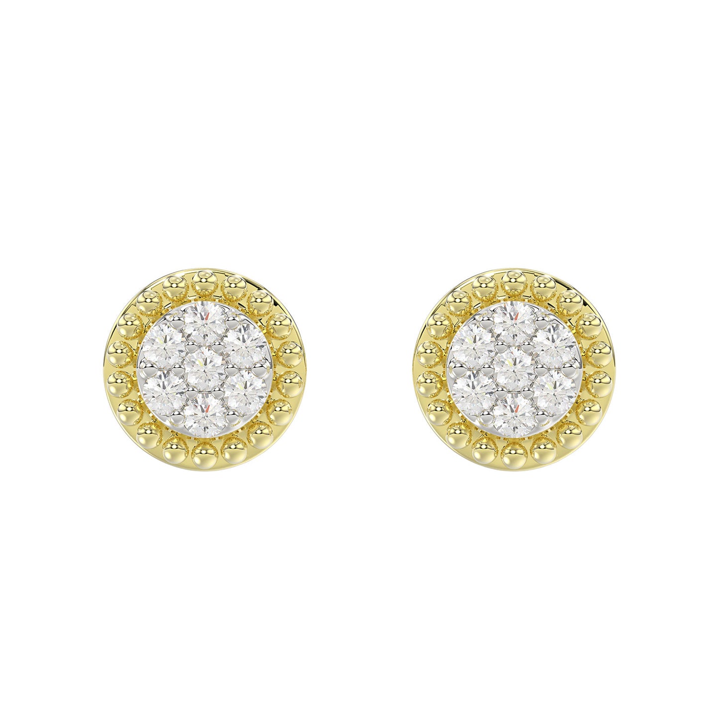 LADIES EARRINGS 0.20CT ROUND DIAMOND 14K YELLOW GOLD
