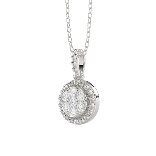 LADIES PENDANT WITH CHAIN 0.10CT ROUND DIAMOND 14K WHITE GOLD