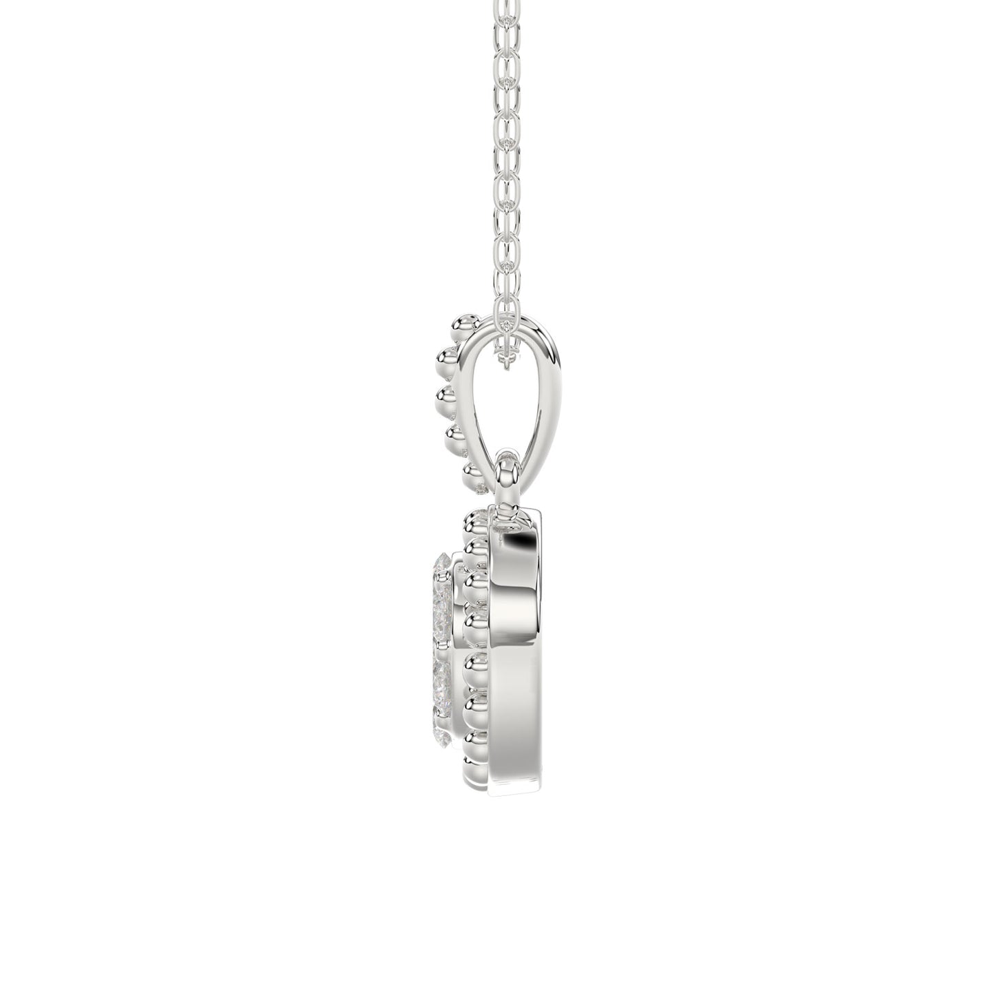 LADIES PENDANT WITH CHAIN 0.10CT ROUND DIAMOND 14K WHITE GOLD