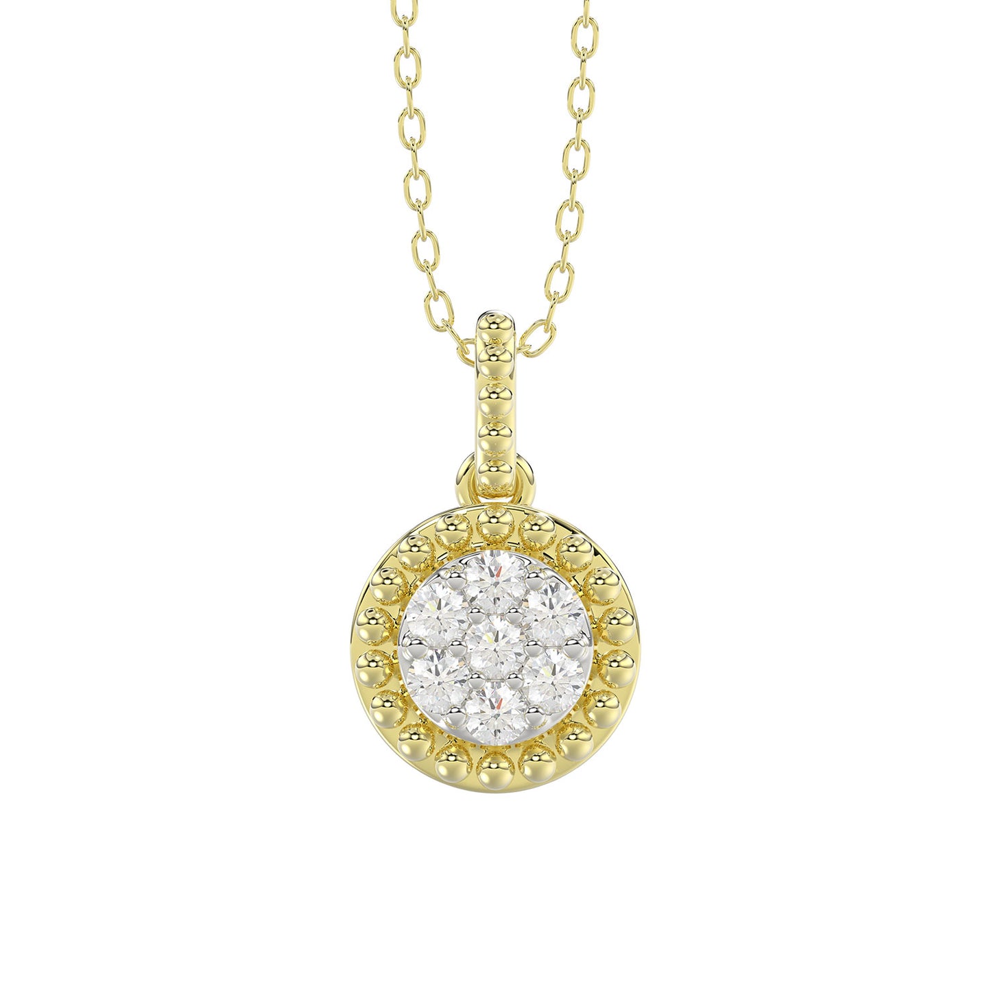LADIES PENDANT WITH CHAIN 0.10CT ROUND DIAMOND 14K YELLOW GOLD