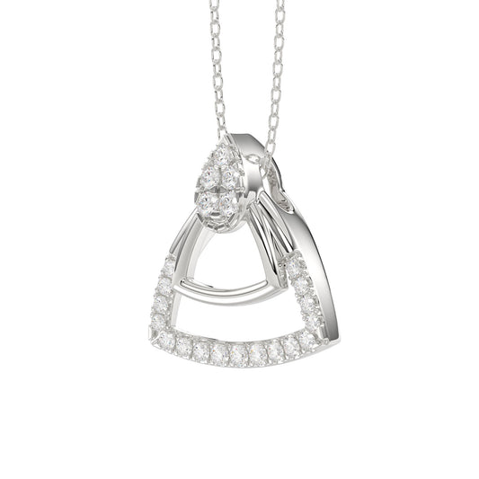 LADIES PENDANT WITH CHAIN 0.13CT ROUND DIAMOND 14K WHITE GOLD