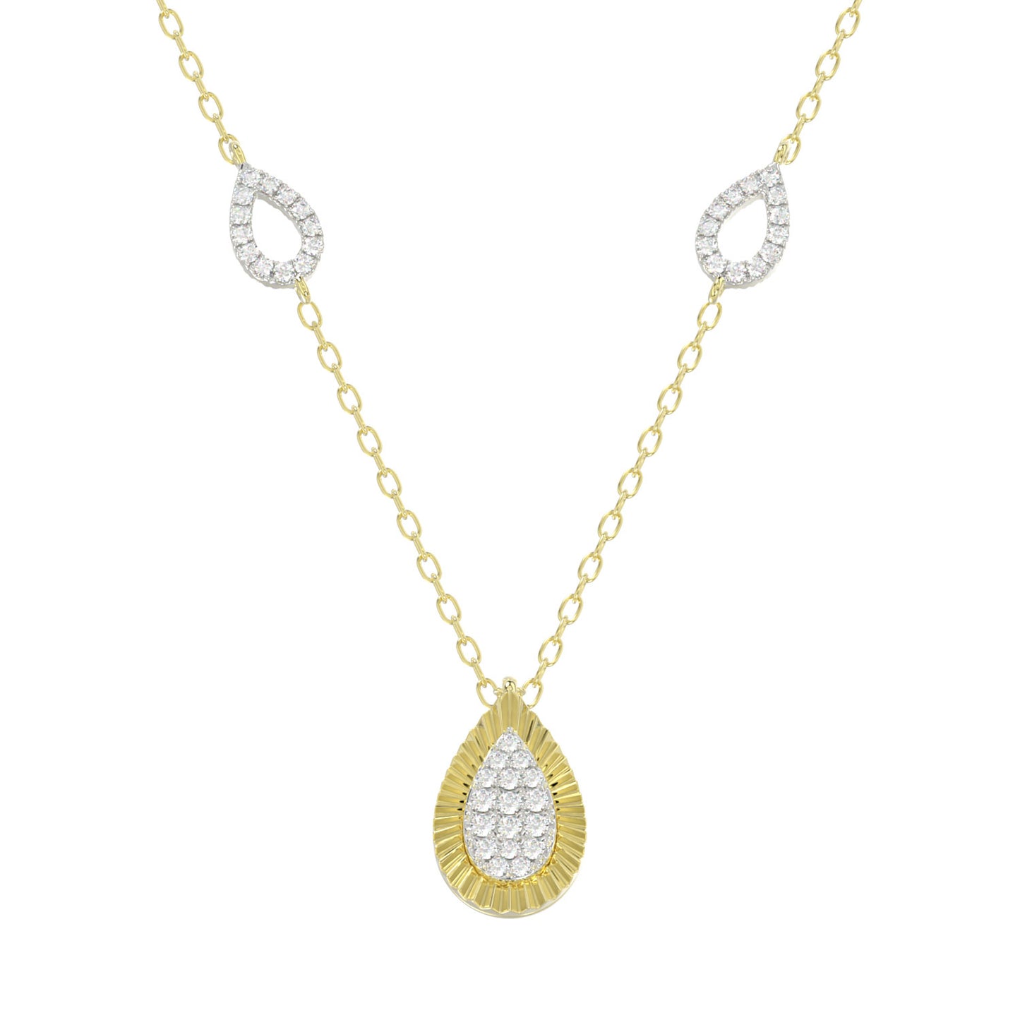 LADIES NECKLACE 0.25CT ROUND DIAMOND 10K YELLOW GOLD
