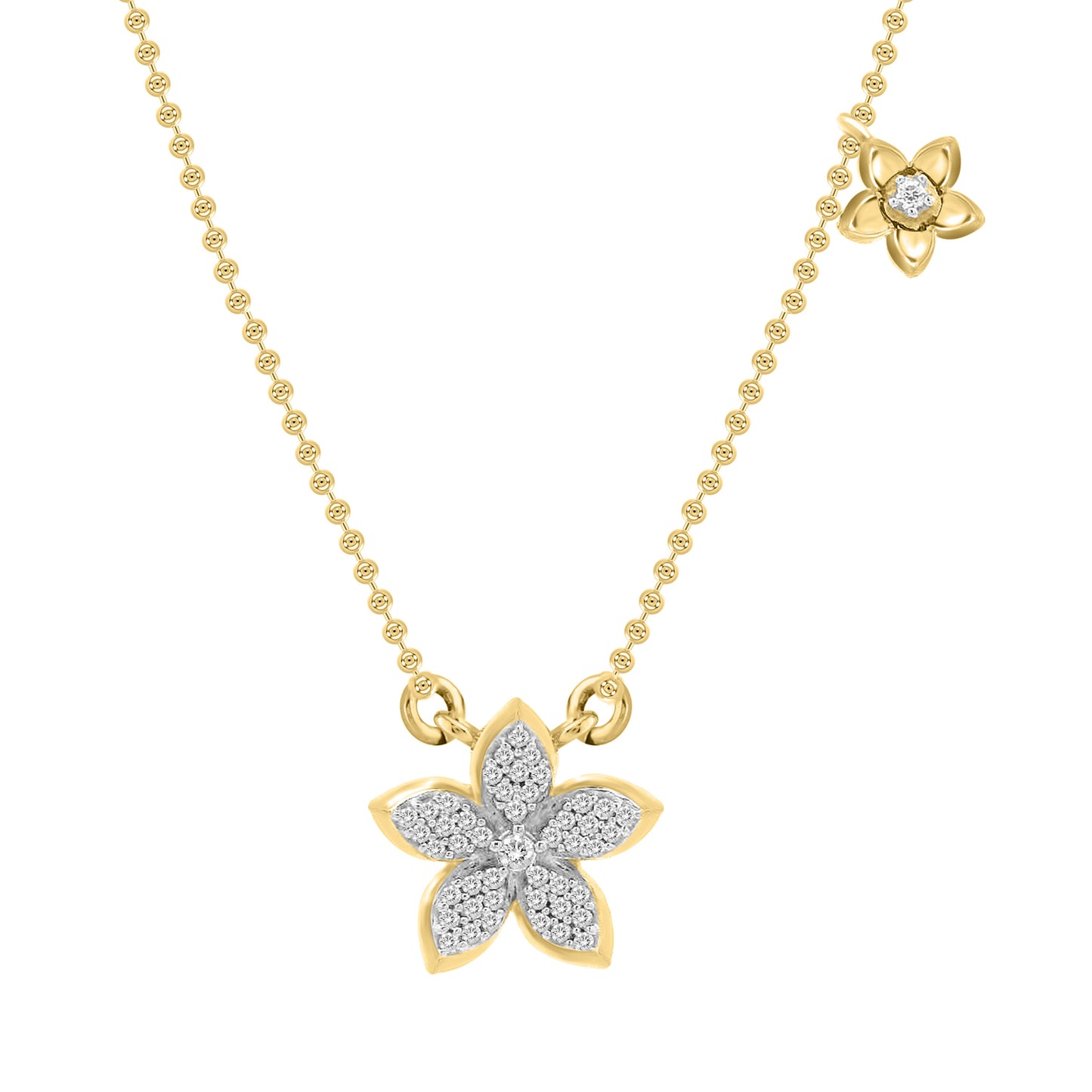 LADIES NECKLACE 0.15CT ROUND DIAMOND 14K YELLOW GOLD