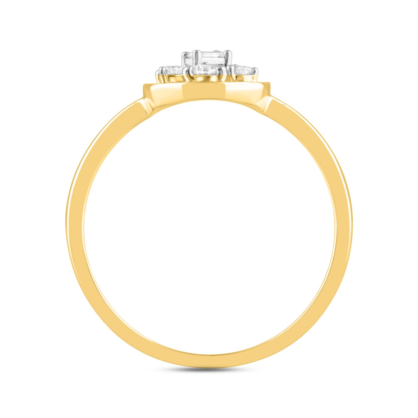 LADIES RING 0.20CT ROUND/BAGUETTE DIAMOND 10K YELLOW GOLD