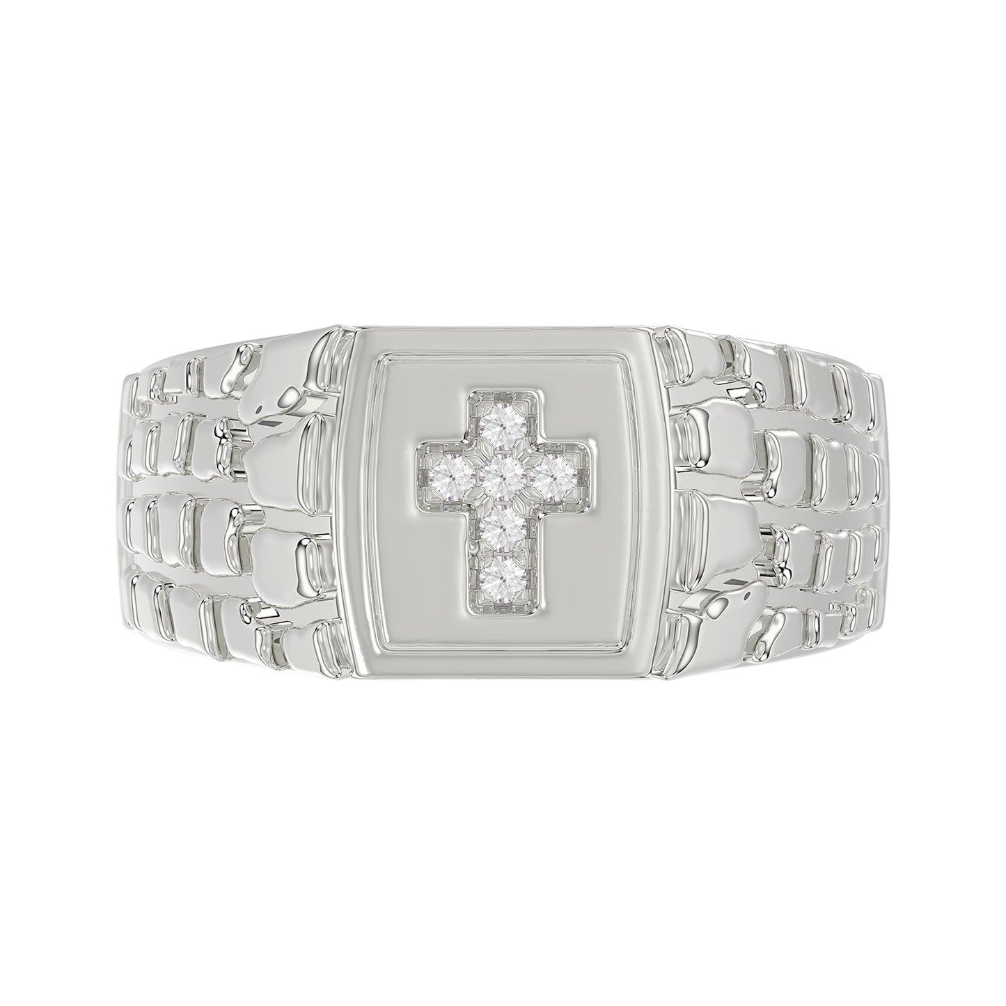 “Elegant Men’S Fashion Ring 0.10Ct Round Diamond Sterling Silver White Luxury Statement Jewelry For Men
