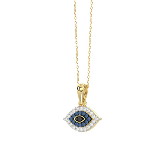 LADIES PENDANT 0.10CT ROUND/BLUE/BLACK DIAMOND 10K YELLOW GOLD