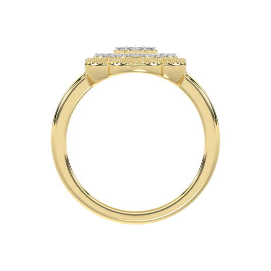 LADIES RING 0.25CT ROUND/BAGUETTE DIAMOND 10K YELLOW GOLD