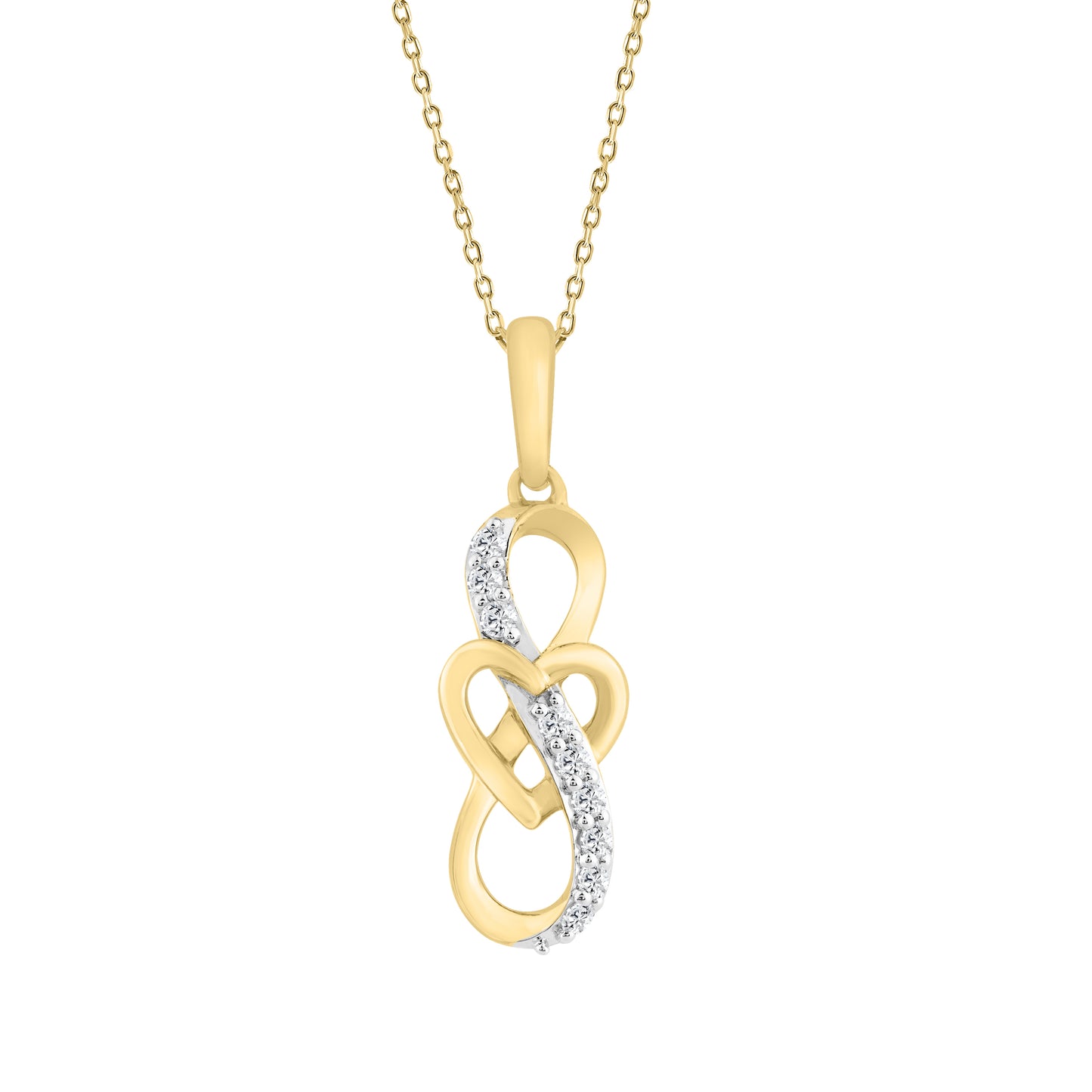ELEGANCE 10K YELLOW GOLD 0.10CT ROUND DIAMOND LADIES FASHION PENDANT WITH CHAIN