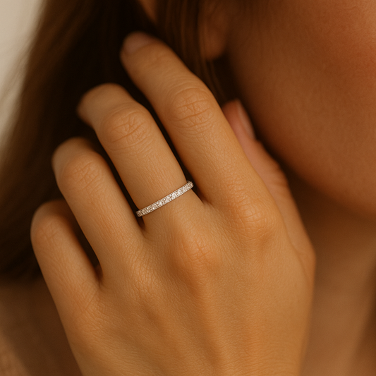 White Gold Round Diamond Half-Eternity Band 14K