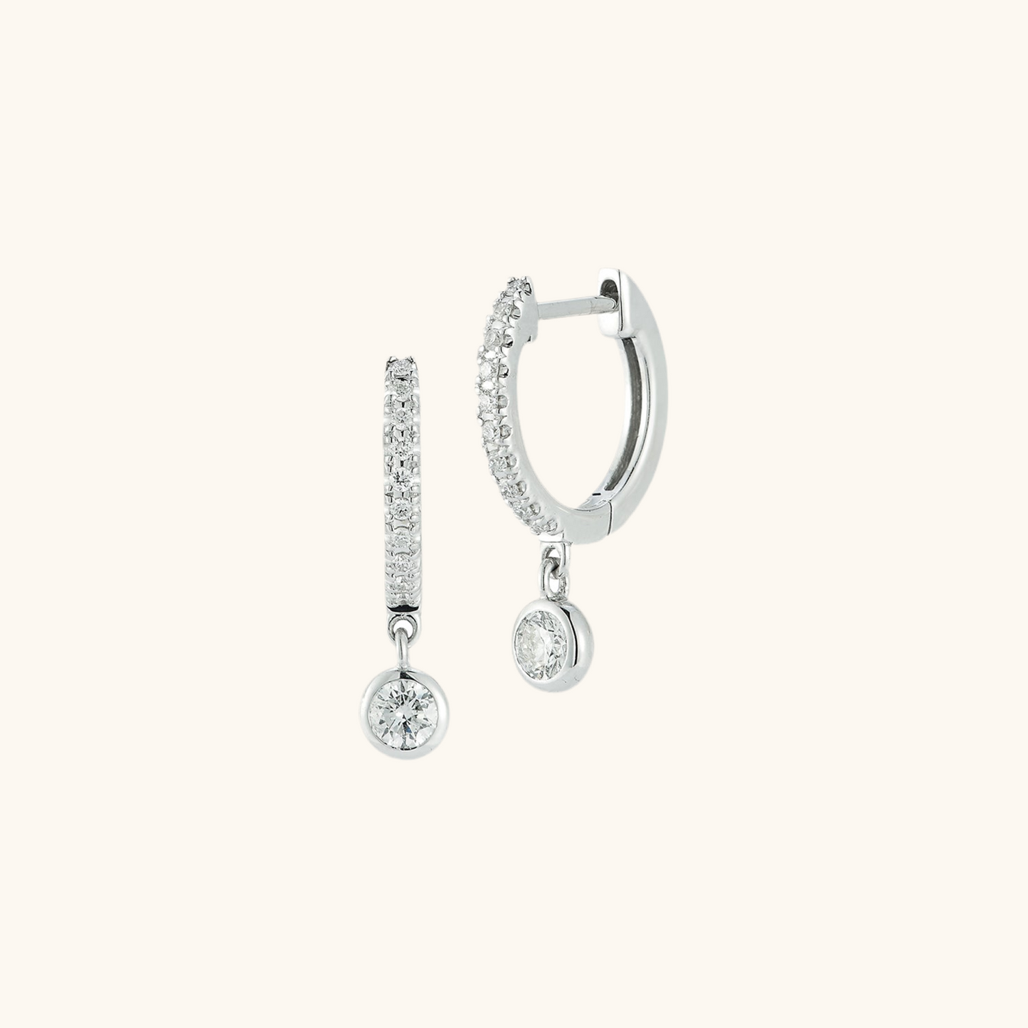 Diamond Huggie Earrings with Diamond Dangle
