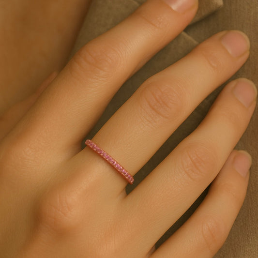 Rose Gold Pink Sapphire Eternity Band 14K