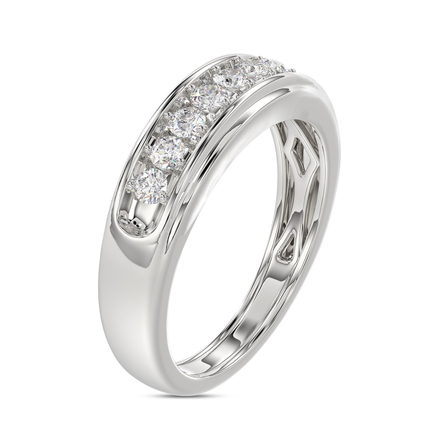 MEN'S BAND 0.50CT ROUND DIAMOND 10K WHITE GOLD