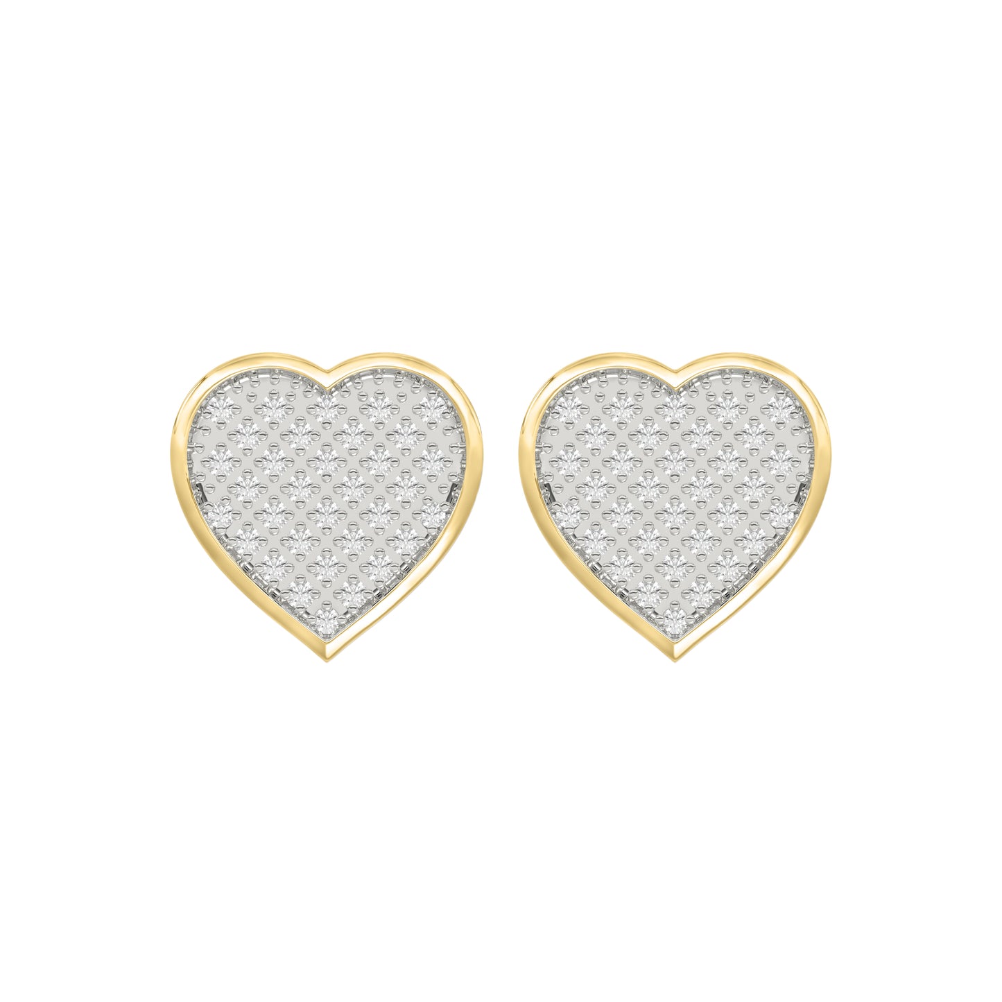 Yuva Brand 10K Yellow Gold 0.25Ct Round Diamond Heart Shaped Earrings Stylish Women Diamond Fashion Earrings