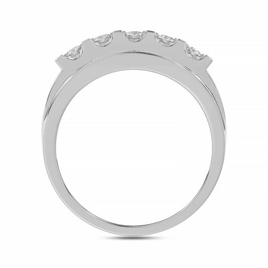 MEN'S BAND 1.50CT ROUND DIAMOND 10K WHITE GOLD