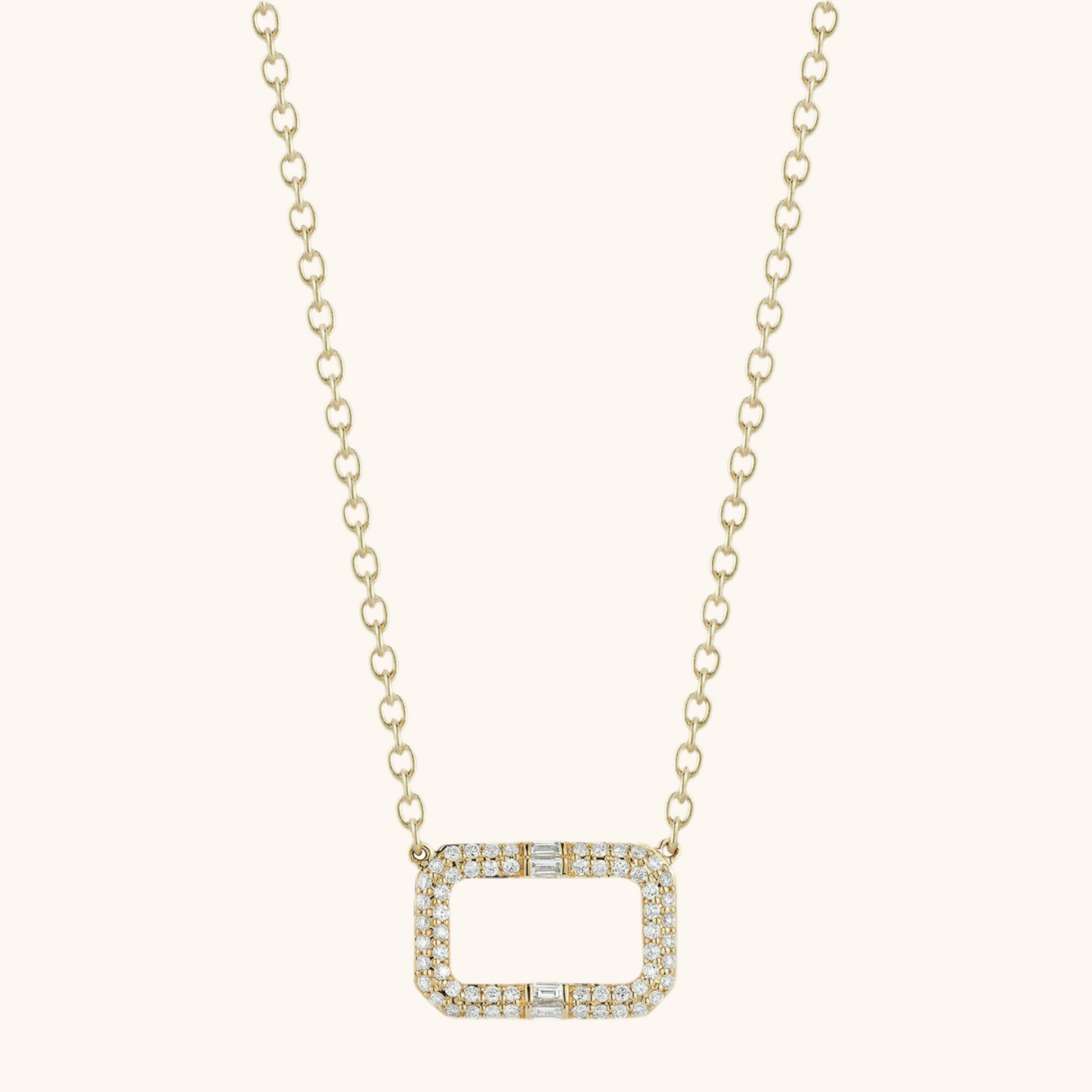 Open Diamond Rectangle Necklace 14K