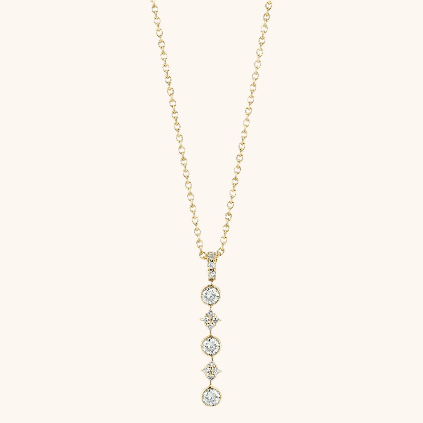 Yellow Gold Cluster Diamond Pendant 14K