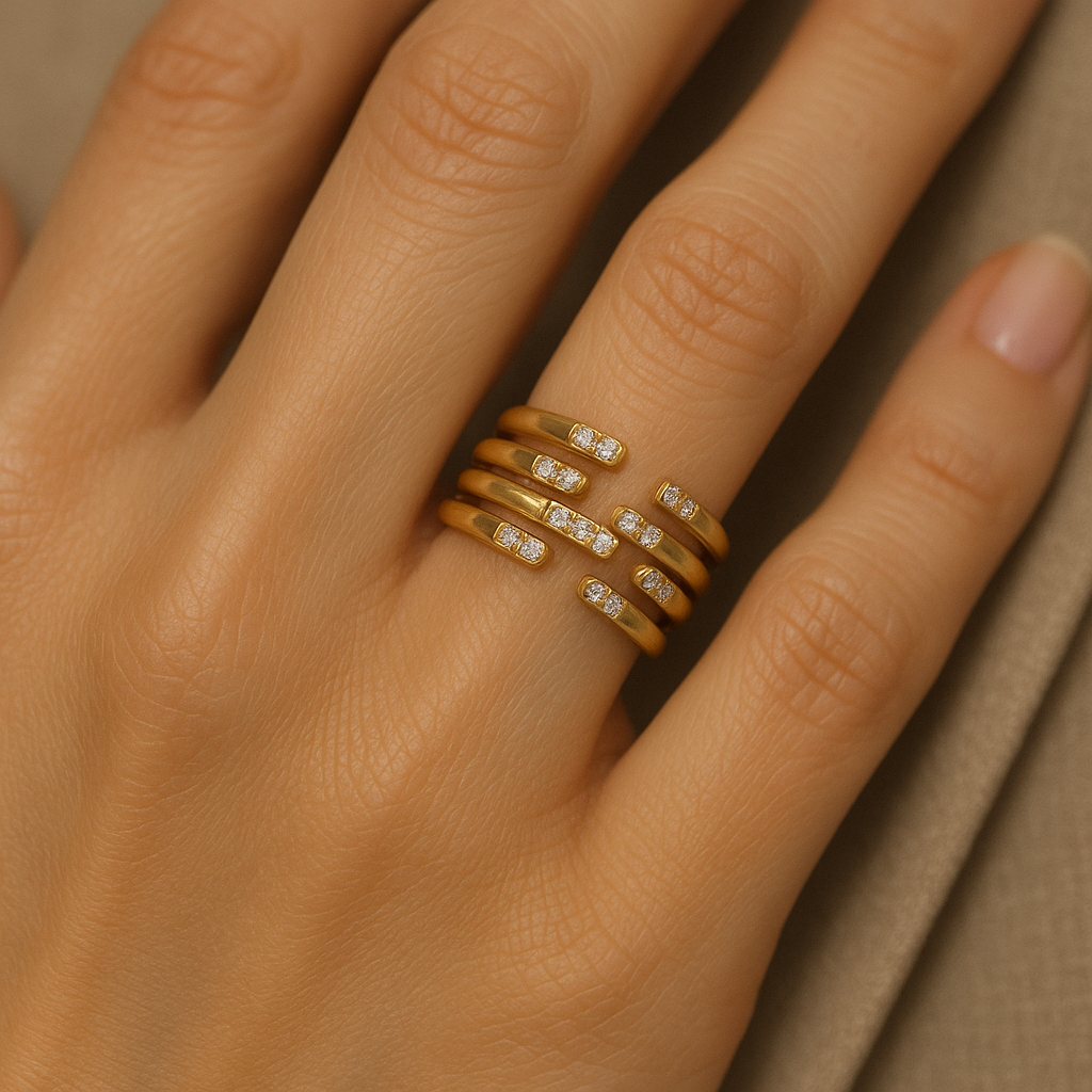 Multi Row Diamond Ring 14K
