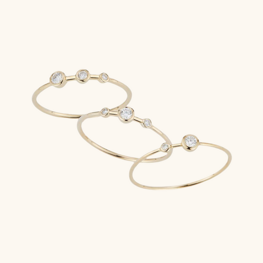 3 Diamond Bezel Ring