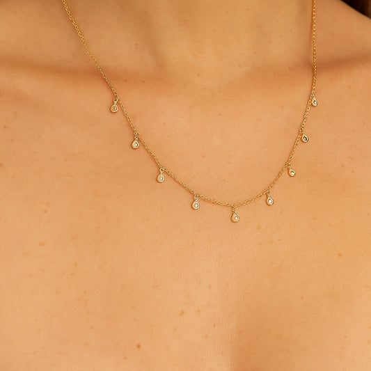 Yellow Gold Diamonds By The Yard Necklace 14K