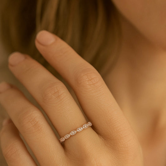 Rose Gold Channel Set Pink Diamond Band 14K