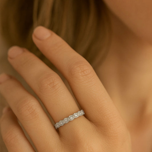 White Gold Geometric Eternity Band 14K