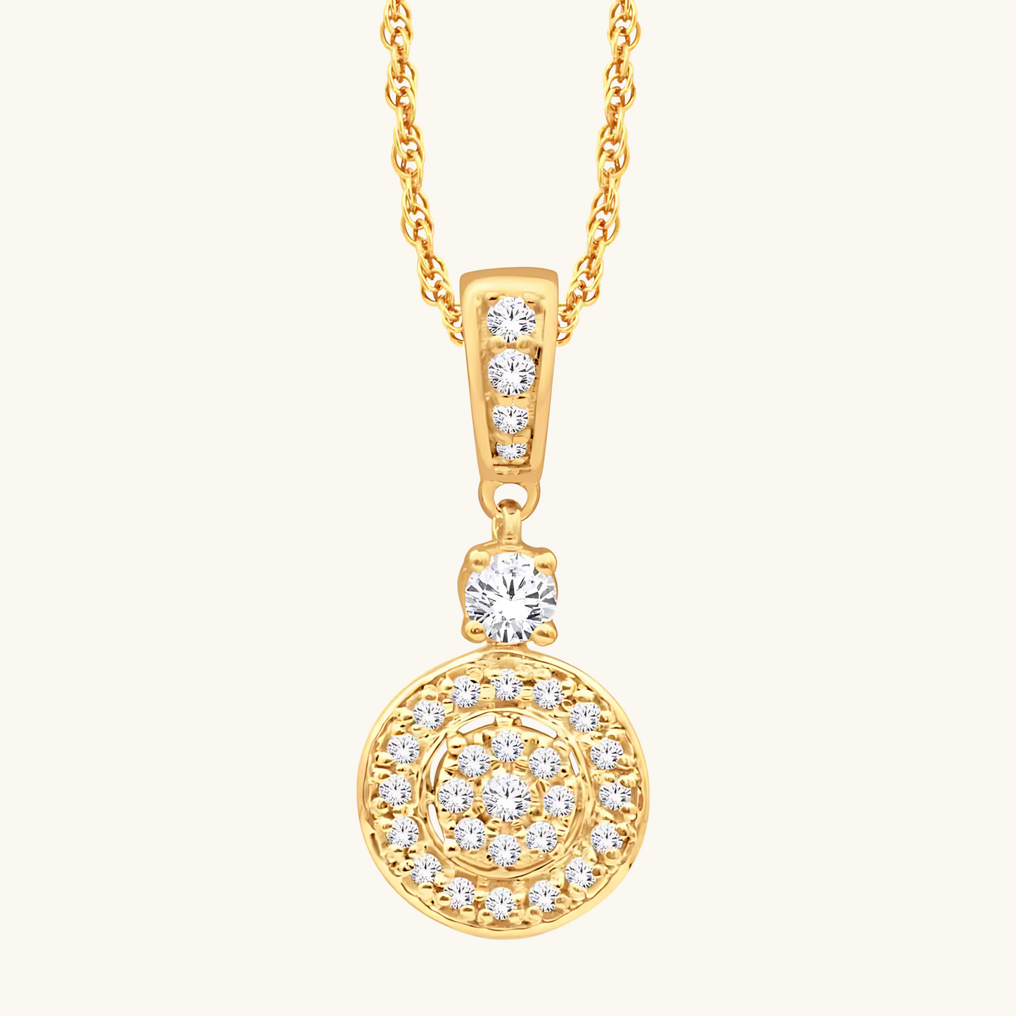 Yellow Gold Diamond Round Pendant 14K