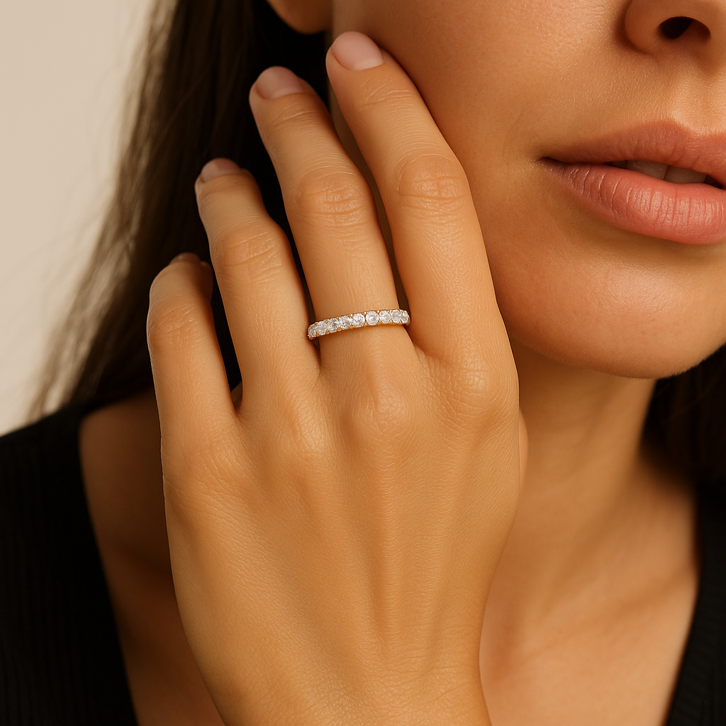 Yellow Gold Diamond Classic Ladies Band 14K