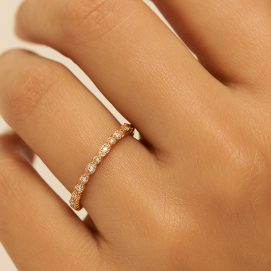 Rose Gold Geometric Eternity Band 14K