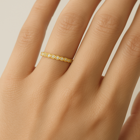 Yellow Gold Geometric Eternity Band 14K