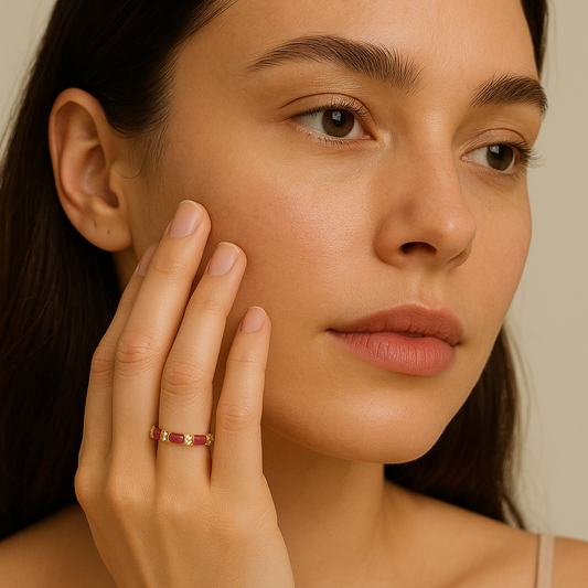 Yellow Gold Ruby & Diamond Ring 14K