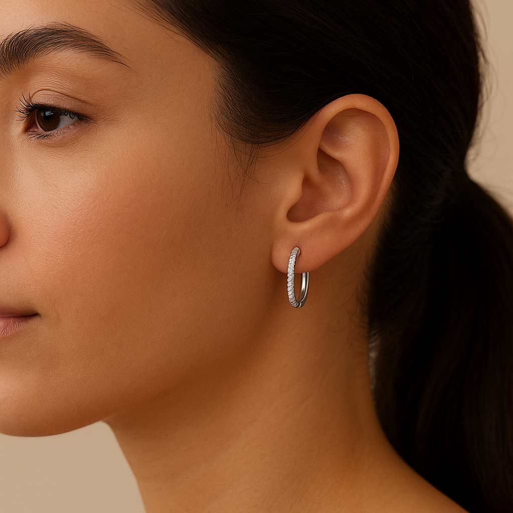 White Gold Diamond Earrings 14K