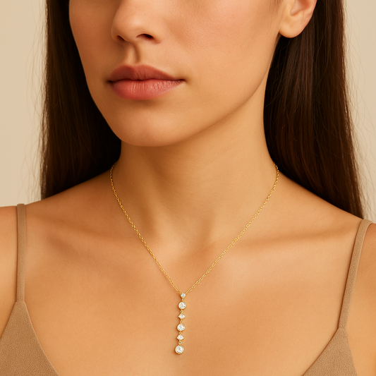 Yellow Gold Cluster Diamond Pendant 14K