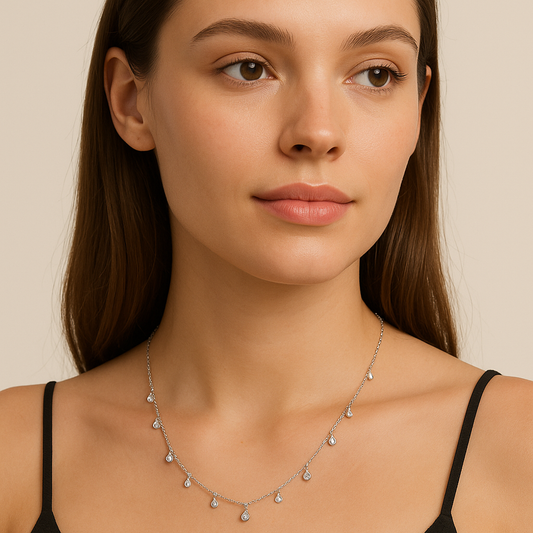 White Gold Diamonds By The Yard Necklace 14K